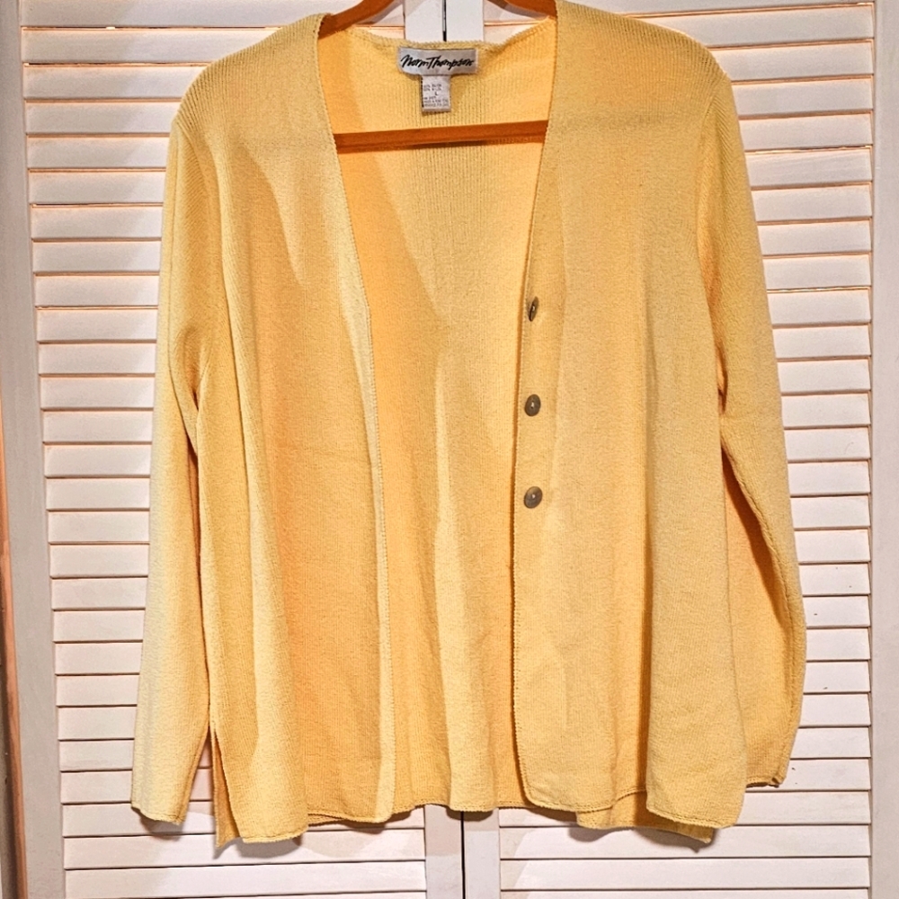 Norm Thompson Women’s Yellow Lightweight Designer Cardigan Sweater Size Large